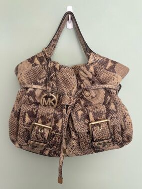 Michael Kors Y2K style Python Print Cargo Pocket Hobo Bag